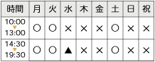 10:00~13:00/14:30~19:30